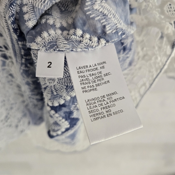 Doncaster Tunic Tie-Waist Batik Geometric Print Lace Trim 3/4 Sleeve Top Blouse - Picture 5 of 7